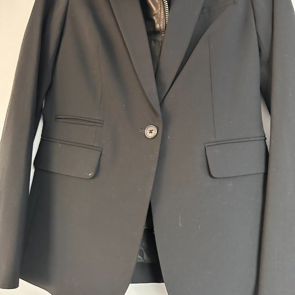 NWT Veronica Beard Classic Jacket w/ Leather Moto Dickey 2-pc Set Sz 0 Black - Picture 8 of 11